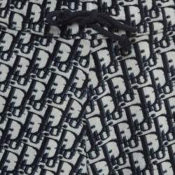 Christian Dior Navy Blue Logo Print Cotton Knit Drawstring Shorts XS