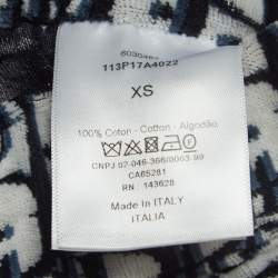 Christian Dior Navy Blue Logo Print Cotton Knit Drawstring Shorts XS