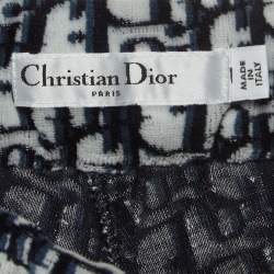 Christian Dior Navy Blue Logo Print Cotton Knit Drawstring Shorts XS