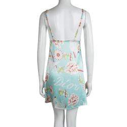 Dior Multicolor Floral Printed Silk Babydoll Dress L
