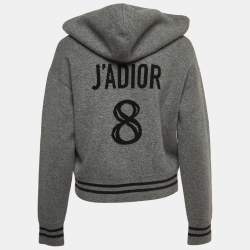 Dior Grey J'Adior Patterned Cashmere Hooded Sweater M