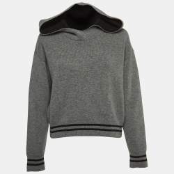 Dior Grey J'Adior Patterned Cashmere Hooded Sweater M
