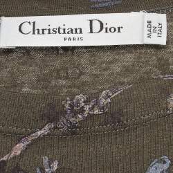 Pre Owned Christian Dior Boutique Green Jungle Print Knit Crew Neck T-Shirt L