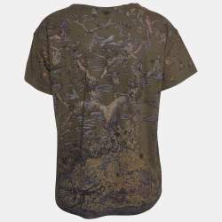 Pre Owned Christian Dior Boutique Green Jungle Print Knit Crew Neck T-Shirt L
