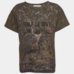 Pre Owned Christian Dior Boutique Green Jungle Print Knit Crew Neck T-Shirt L