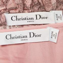 Dior Pink Jungle Print Cotton Gathered Layered Dioriviera Maxi Skirt L