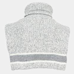 Dior Grey Logo Intarsia Rib Knit Neck Warmer One Size