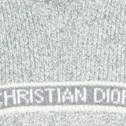 Dior Grey Logo Intarsia Rib Knit Neck Warmer One Size
