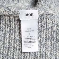 Dior Grey Logo Intarsia Rib Knit Neck Warmer One Size