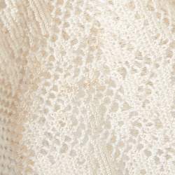 Pre Owned Christian Dior Beige Tulle and Crochet Emi Sheer Top M