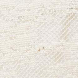 Pre Owned Christian Dior Beige Tulle and Crochet Emi Sheer Top M