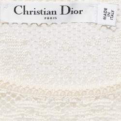 Pre Owned Christian Dior Beige Tulle and Crochet Emi Sheer Top M