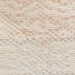 Pre Owned Christian Dior Beige Tulle and Crochet Emi Sheer Top M