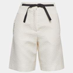 Pre Owned Christian Dior White Silk Blend Diamond Quilted Bermuda Shorts M