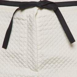 Pre Owned Christian Dior White Silk Blend Diamond Quilted Bermuda Shorts M