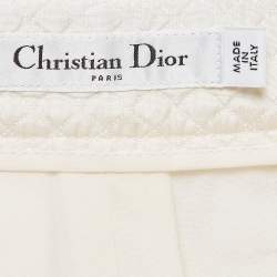 Pre Owned Christian Dior White Silk Blend Diamond Quilted Bermuda Shorts M