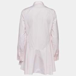 Pre Owned Christian Dior Pinstripe Cotton Beads Applique Flared Mini Shirt Dress L