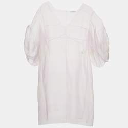 Pre Owned Christian Dior Pastel Pink Organza Silk Paneled Sheer Mini Dress M