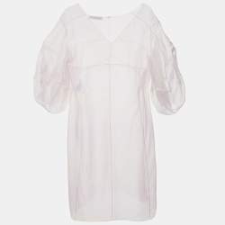 Pre Owned Christian Dior Pastel Pink Organza Silk Paneled Sheer Mini Dress M