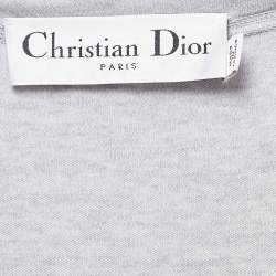 Christian Dior Grey Wool Crest Embellished Zip Front Flared Dress M