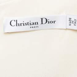 Pre Owned Christian Dior Cream Wool Blend Tie-Up Detail Flared Sleeve Mini Dress M