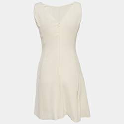 Pre Owned Christian Dior Cream Silk Paneled Sleeveless Playsuit M