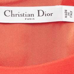 Pre Owned Christian Dior Red Gabardine Flounce Sheath Dress M
