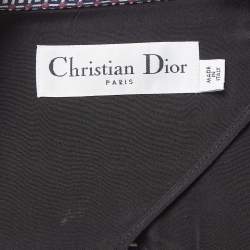 Pre Owned Christian Dior Blue Geometric Pattern Cotton Single Breasted Blazer M