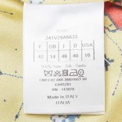 Pre Owned Dior Yellow Zodiac Print Silk Shirt and Shorts Set M/L