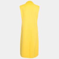Dior Yellow Wool Blend Double Breasted Sleeveless Oversized Coat M