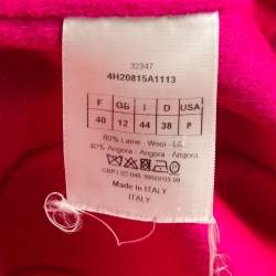 Pre Owned Dior Pink Wool Blend Double Breasted Mid Length Coat M