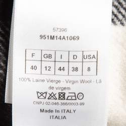 Dior Black/White Gingham Wool Double Breasted Coat M