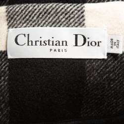 Dior Black/White Gingham Wool Double Breasted Coat M