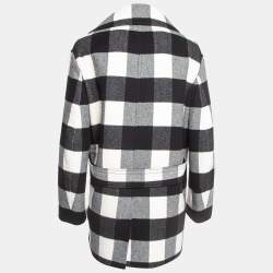 Dior Black/White Gingham Wool Double Breasted Coat M