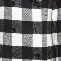 Dior Black/White Gingham Wool Double Breasted Coat M