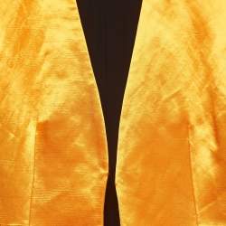 Pre Owned Dior Orange Satin High Slit Open Front Maxi Dress M