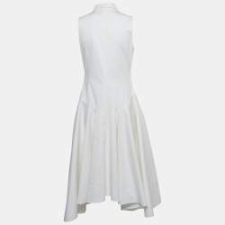 Dior White Cotton Sleeveless Drop Waist Shirt Dress M