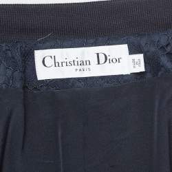 Christian Dior Navy Blue Floral Lace Cropped Jacket M