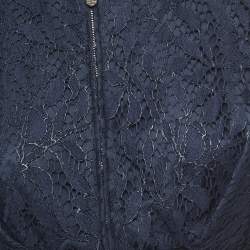 Christian Dior Navy Blue Floral Lace Cropped Jacket M