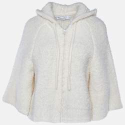 Dior Cream Fleece Wool J'Adior 8 Hooded Cardigan S