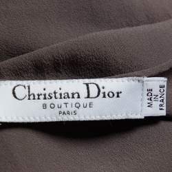 Pre Owned Dior Boutique Vintage Taupe Floral Devore Velvet Draped Dress L