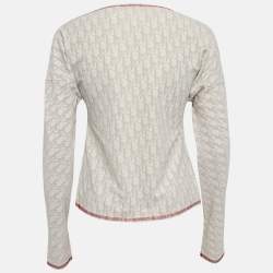 Pre Owned Christian Dior Boutique Beige Monogram Knit Long Sleeve Top M   
