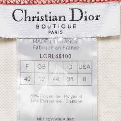 Pre Owned Christian Dior Boutique Beige Monogram Knit Long Sleeve Top M   
