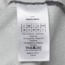 Pre Owned Christian Dior Grey J'Adior 8' Intarsia Cashmere Hooded Sweater S