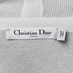 Pre Owned Christian Dior Grey J'Adior 8' Intarsia Cashmere Hooded Sweater S