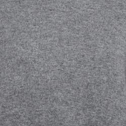 Pre Owned Christian Dior Grey J'Adior 8' Intarsia Cashmere Hooded Sweater S
