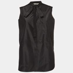 Pre Owned Christian Dior Black Silk Sleeveless Shirt S   