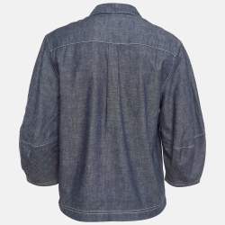 Pre Owned Christian Dior Blue Cotton Applique Shirt L   