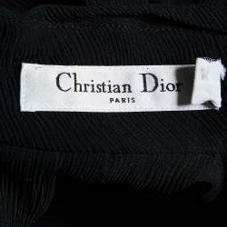  Dior Black Wool & Silk Belted Midi Dress M