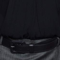  Dior Black Wool & Silk Belted Midi Dress M